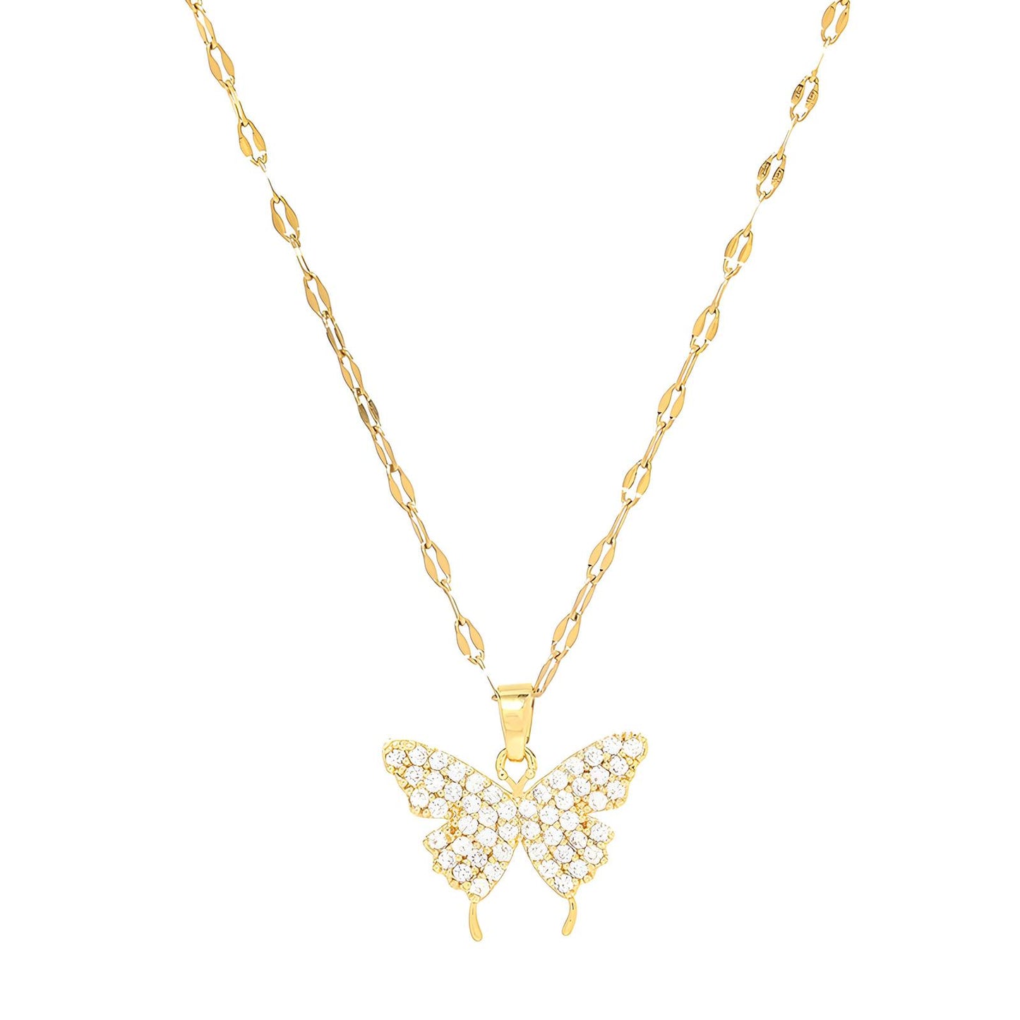 18K gold plated Stainless steel  Butterfly necklace, Intensity