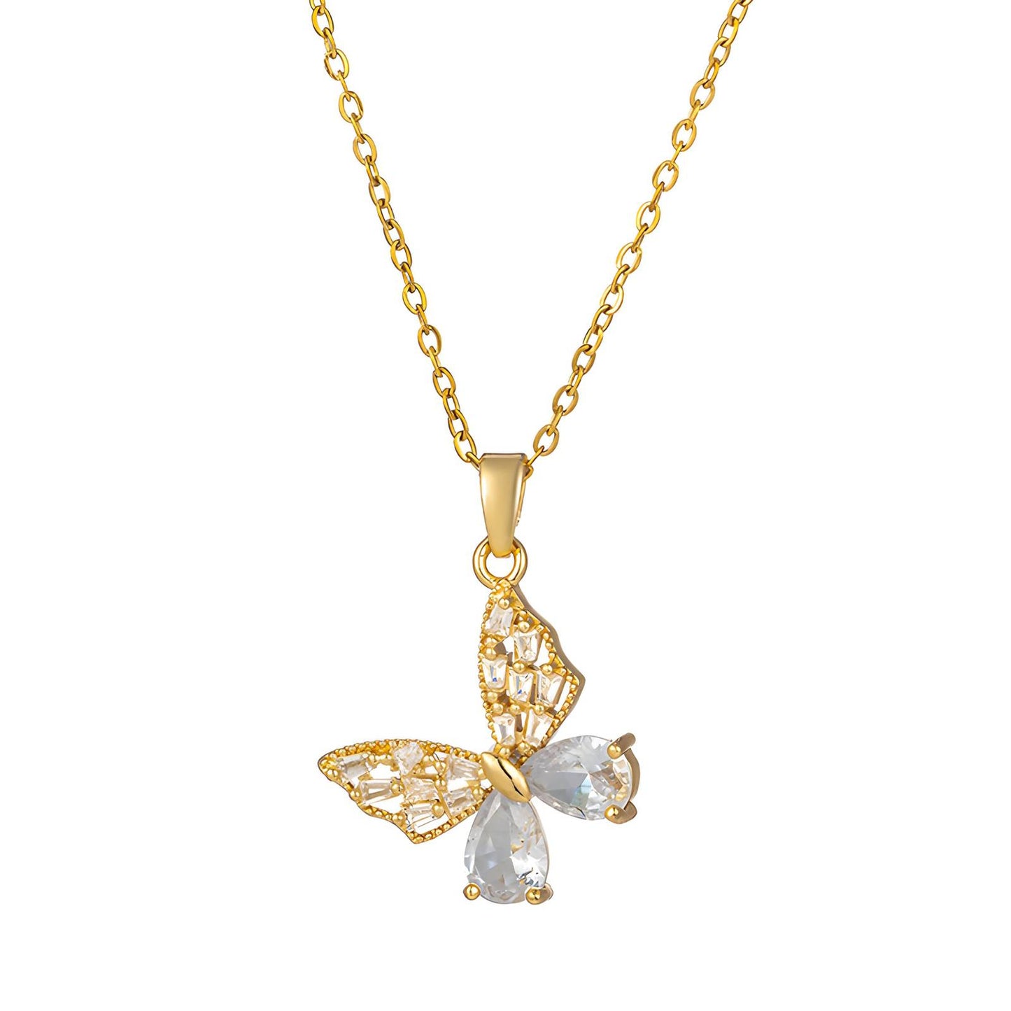 18K gold plated Stainless steel  Butterfly necklace, Intensity