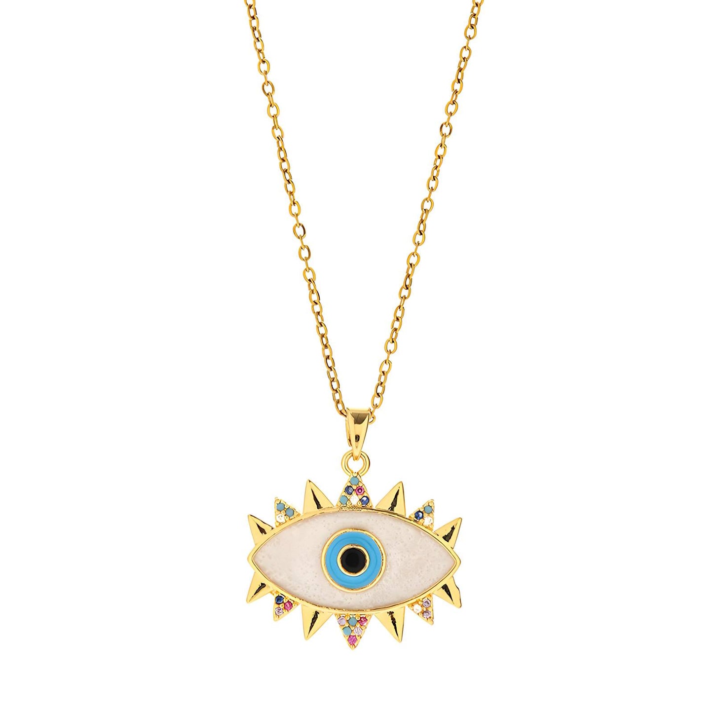 18K gold plated Stainless steel  evil eye necklace, Intensity