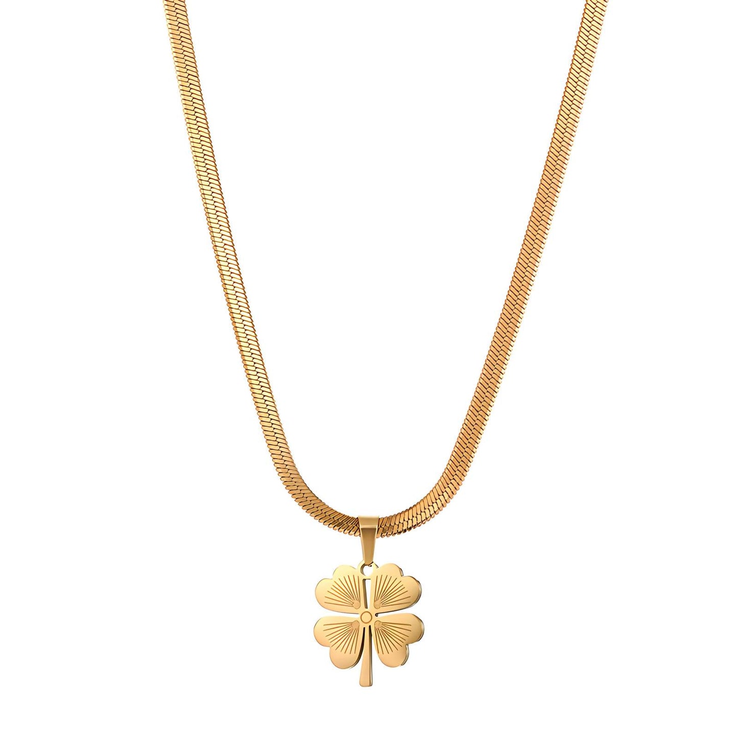 18K gold plated Stainless steel  Clover necklace, Intensity