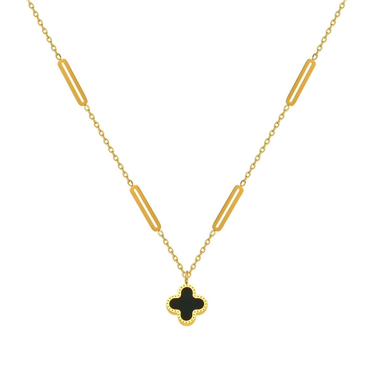 18K gold plated Stainless steel  Four-leaf clover necklace, Intensity