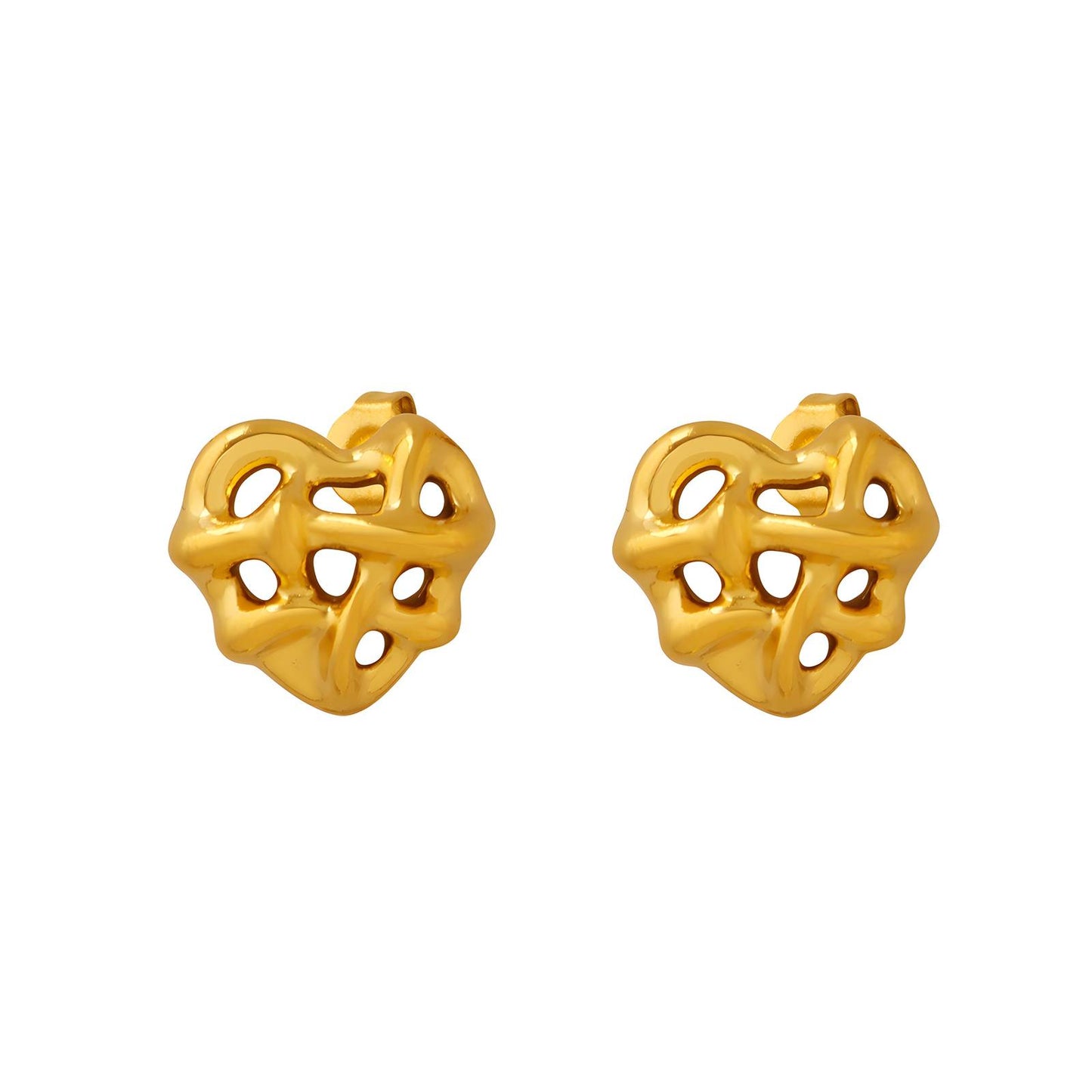 18K gold plated Stainless steel  Hearts earrings, Intensity