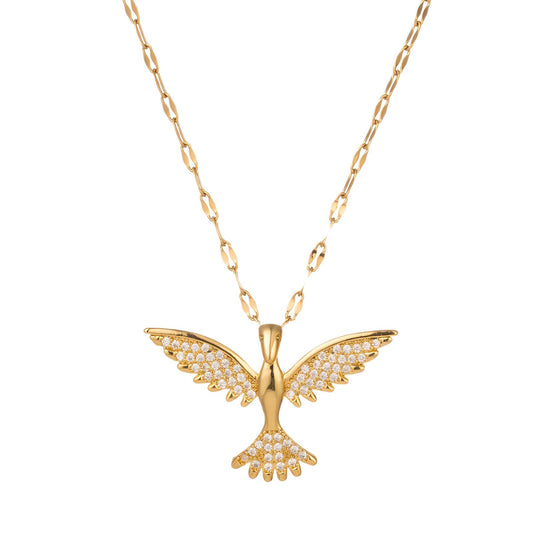 18K gold plated Stainless steel  Bird necklace, Intensity