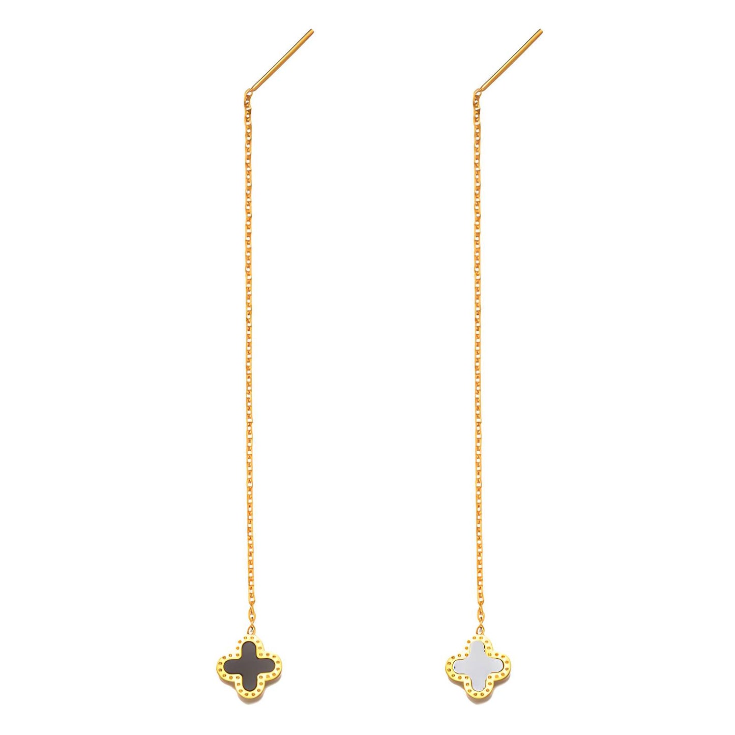 18K gold plated Stainless steel  Four-leaf clover earrings, Intensity