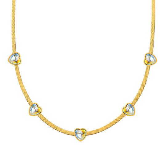 18K gold plated Stainless steel  Hearts necklace, Intensity