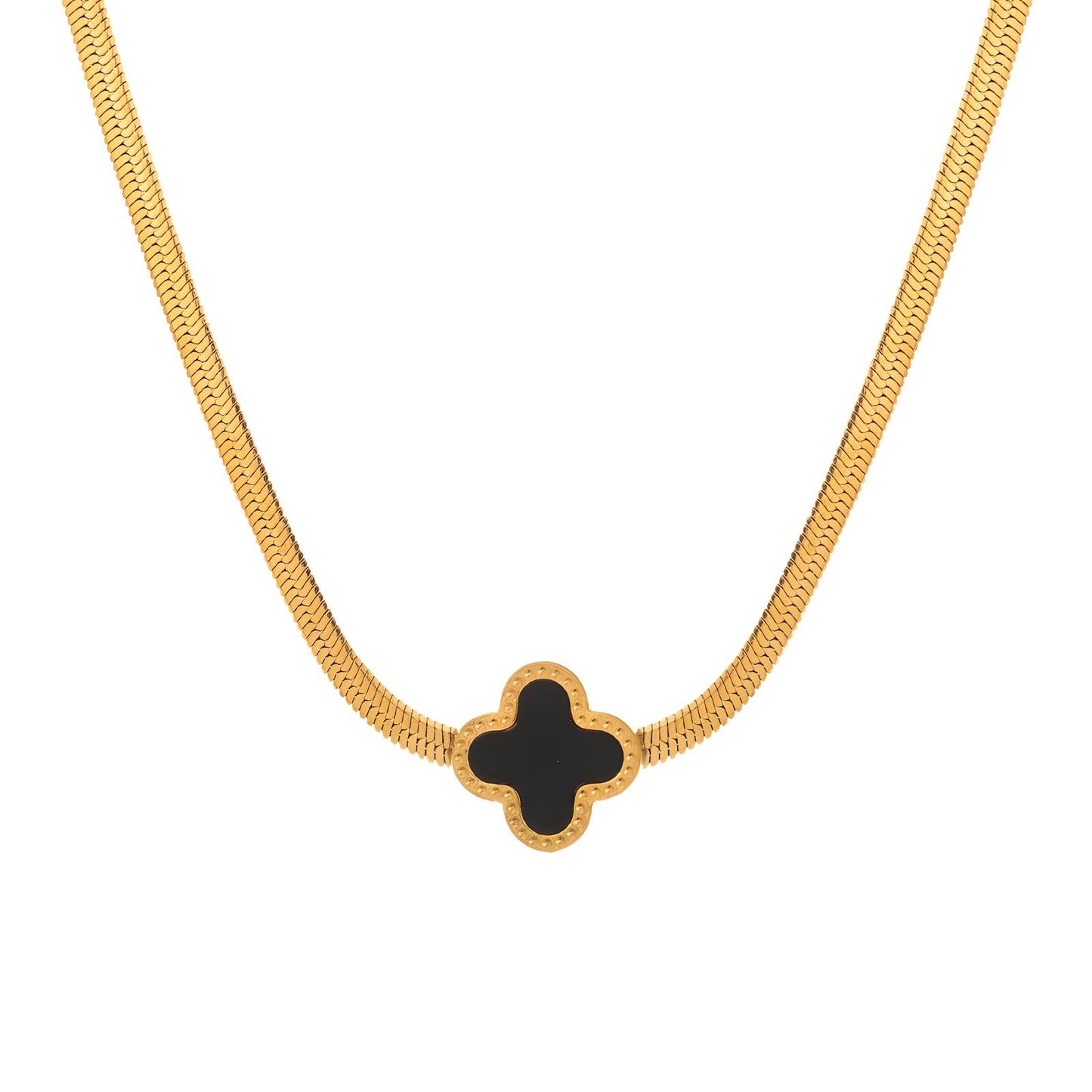 18K gold plated Stainless steel  Four-leaf clover necklace, Intensity