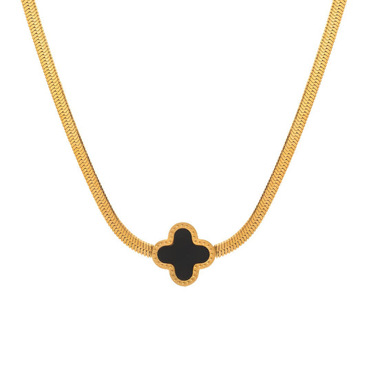 18K gold plated Stainless steel  Four-leaf clover necklace, Intensity