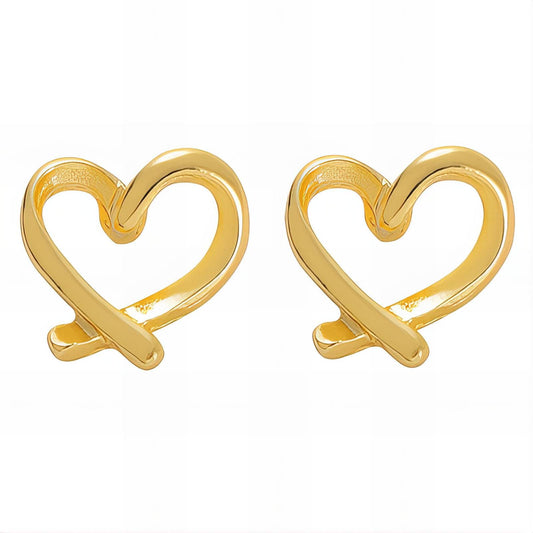 18K gold plated Stainless steel  Hearts earrings, Intensity