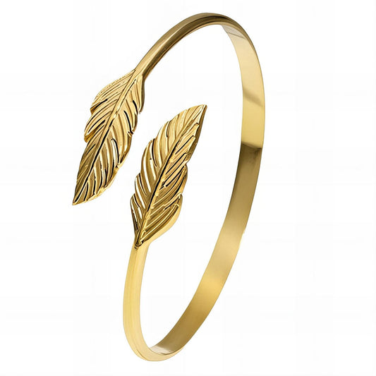 18K gold plated Stainless steel  Leafs bracelet, Intensity