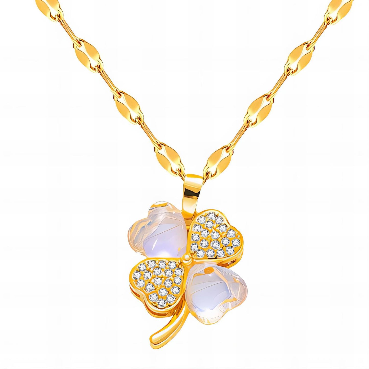 Stainless steel  Four-leaf clover necklace, Intensity