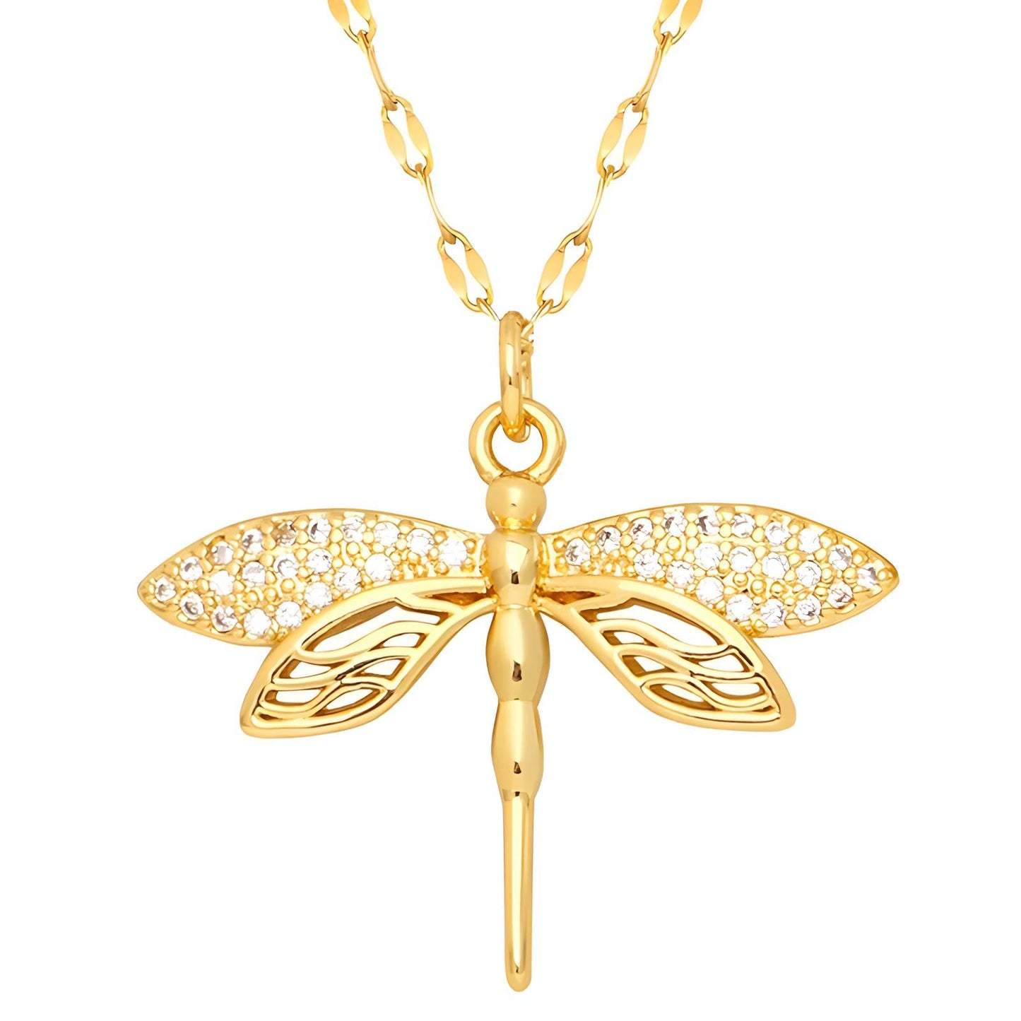 18K gold plated  dragonfly necklace, Intensity