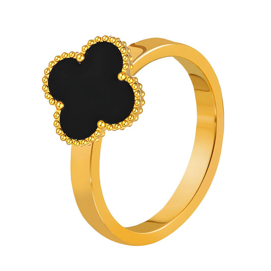 18K gold plated Stainless steel  Four-leaf clover finger ring, Intensity