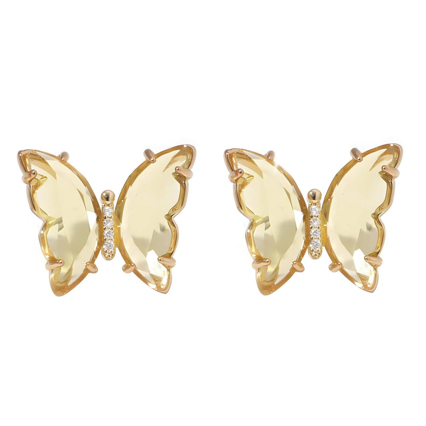 18K gold plated Brass  Butterflies earrings, Intensity