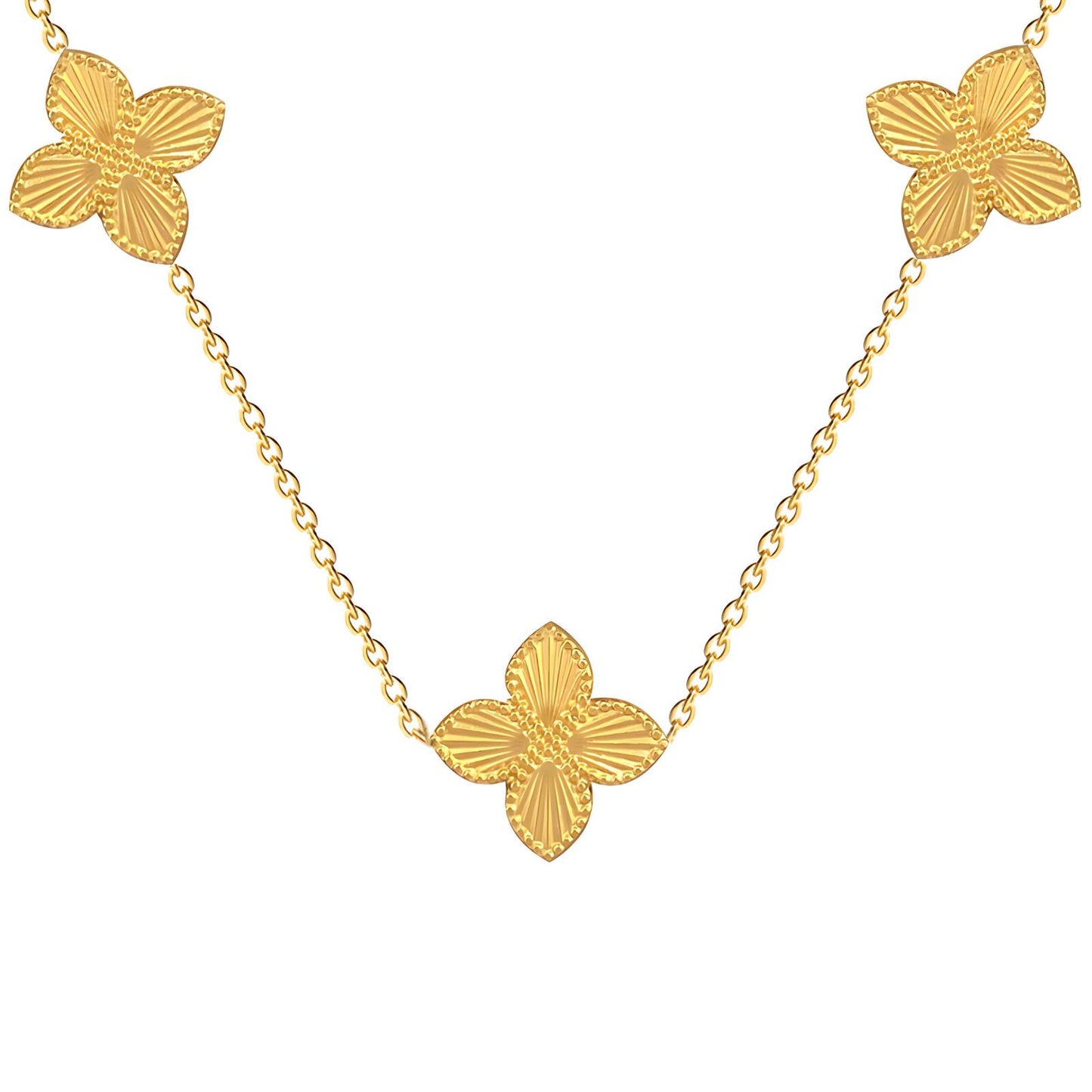 18K gold plated Stainless steel  Four-leaf clover necklace, Intensity