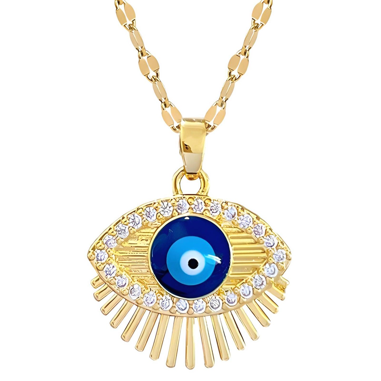 18K gold plated  Evil Eyes necklace, Intensity