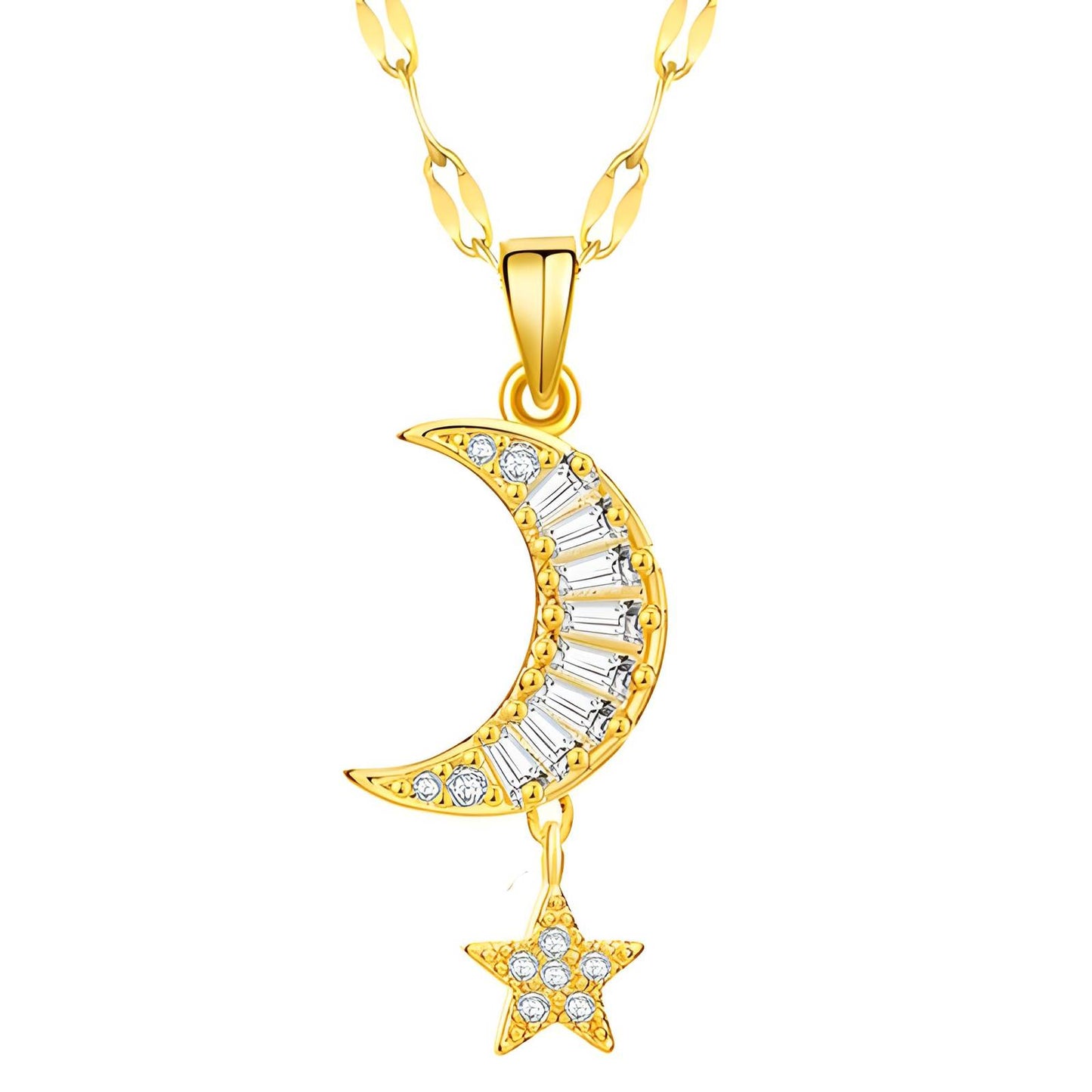 18K gold plated  moon and star necklace, Intensity