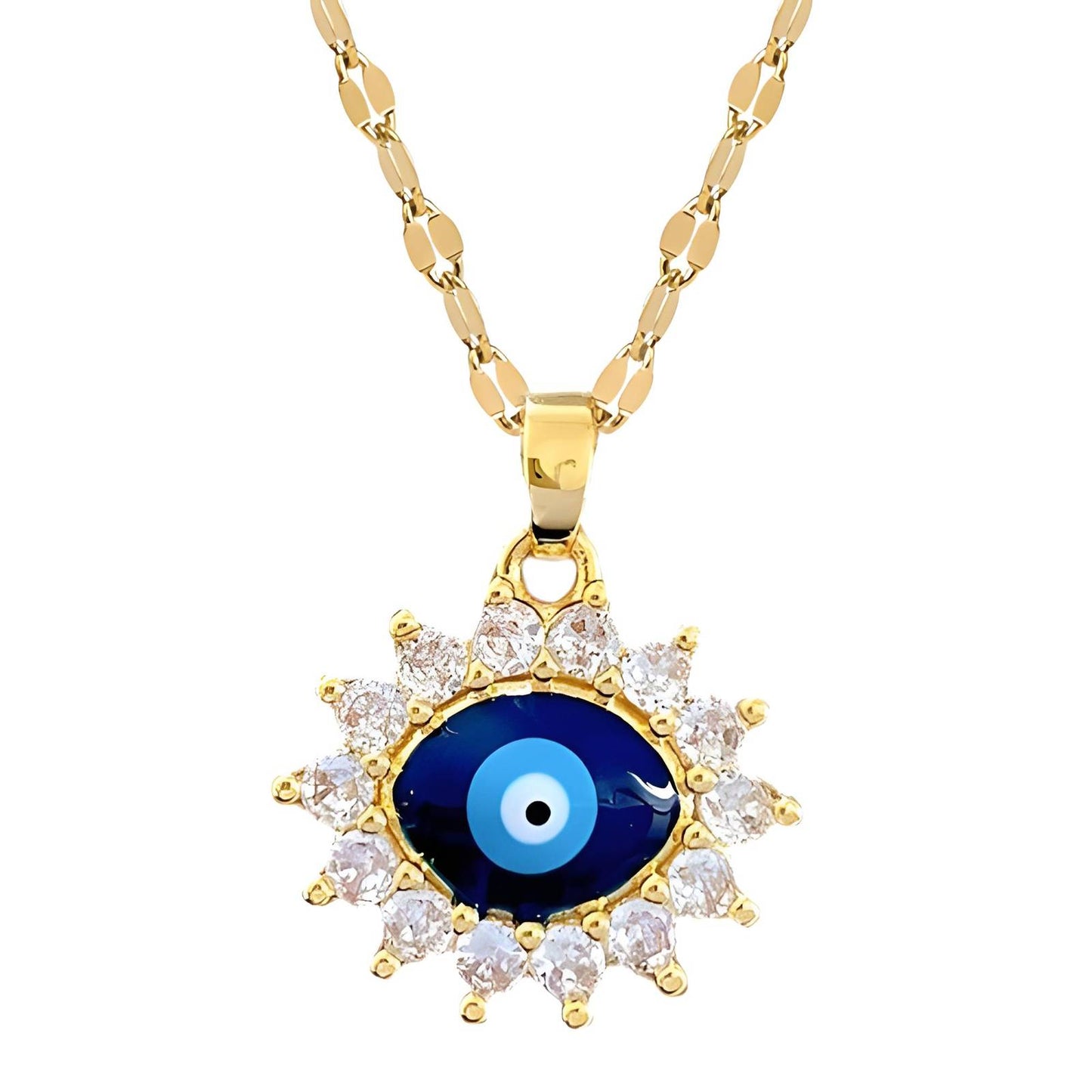 18K gold plated  Evil Eyes necklace, Intensity