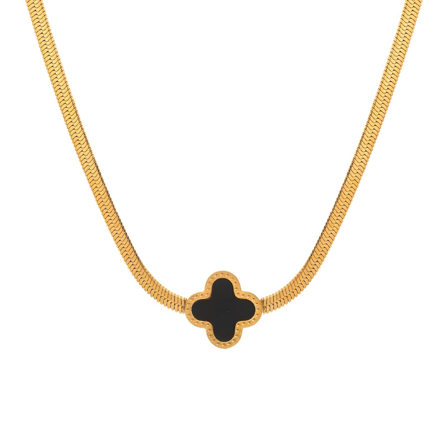 18K gold plated Stainless steel  Four-leaf clover necklace, Intensity