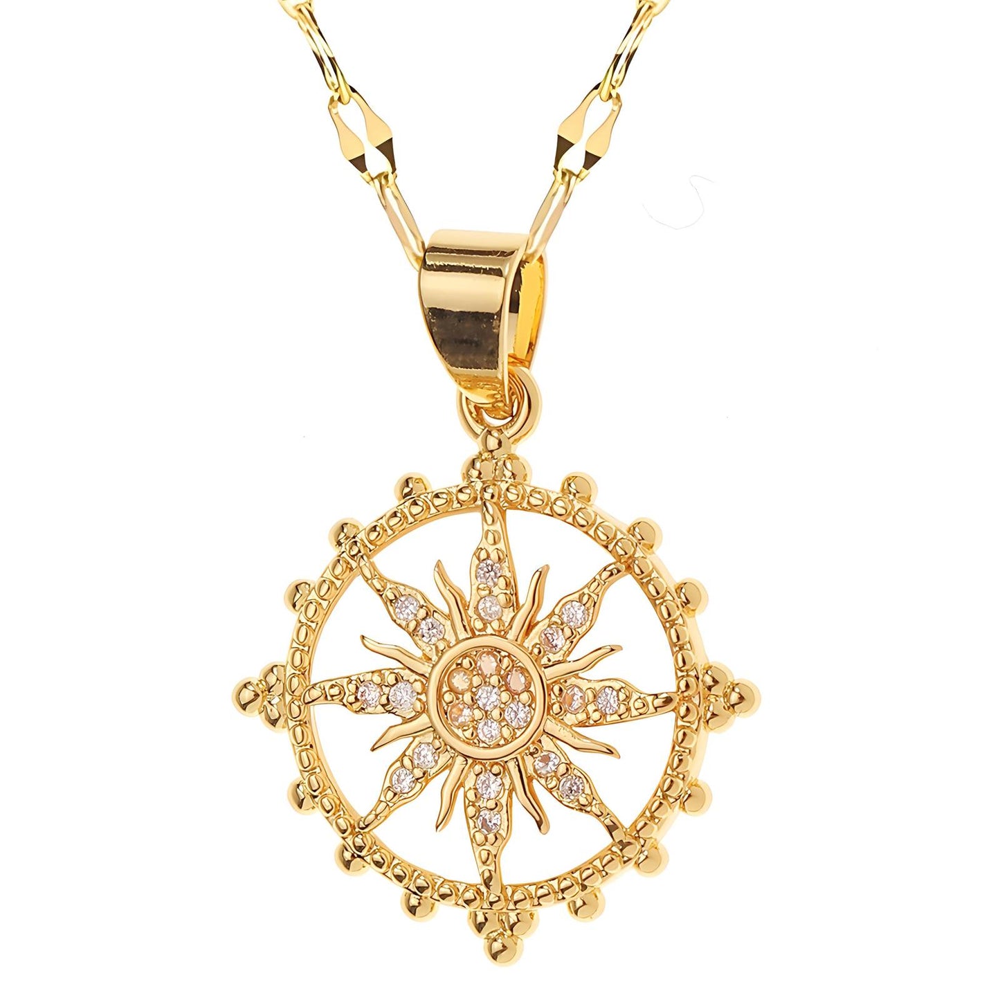 18K gold plated  Sun necklace, Intensity