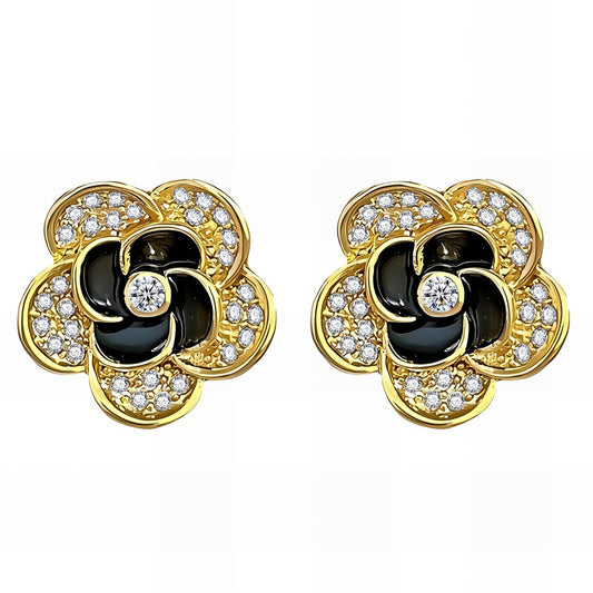 18K gold plated Brass  Flowers earrings, Intensity