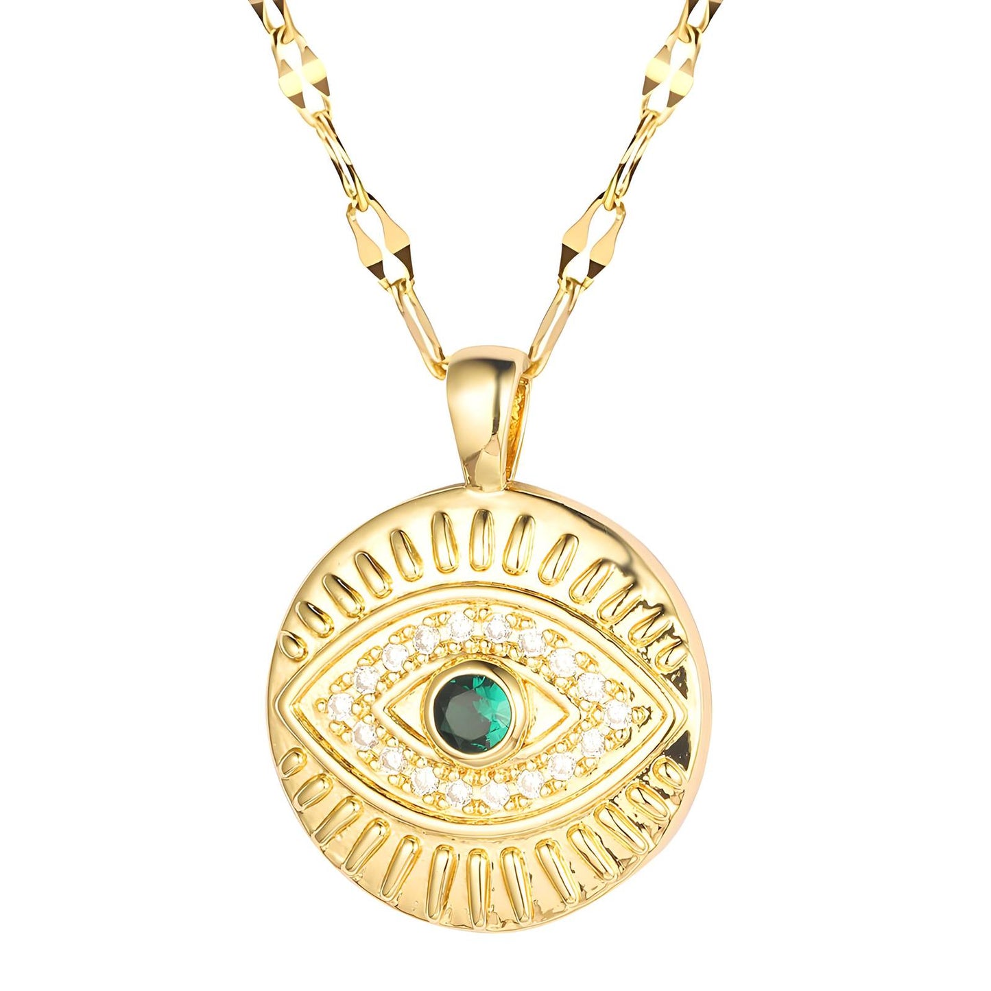 18K gold plated  Evil Eyes necklace, Intensity