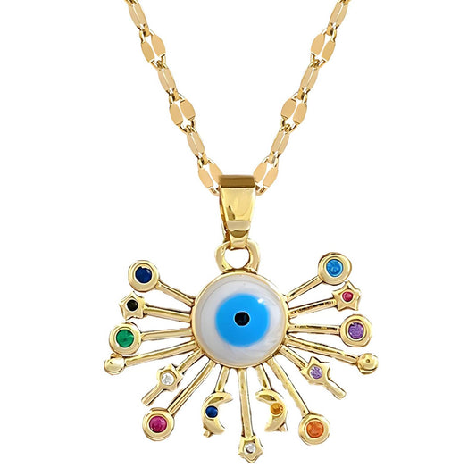 18K gold plated  Evil Eyes necklace, Intensity