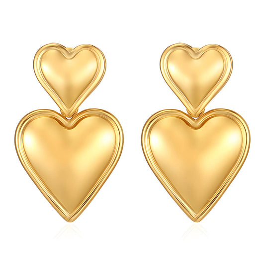 18K gold plated Stainless steel  Hearts earrings, Intensity