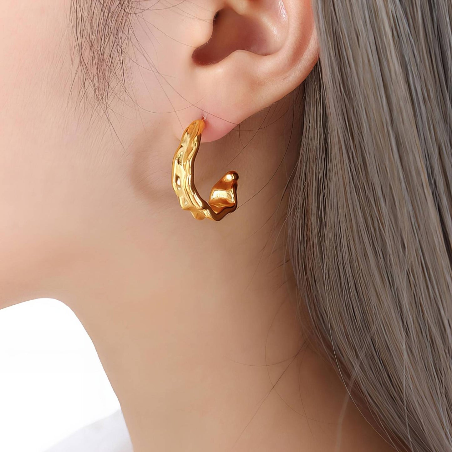 18K gold plated Stainless steel earrings, Intensity