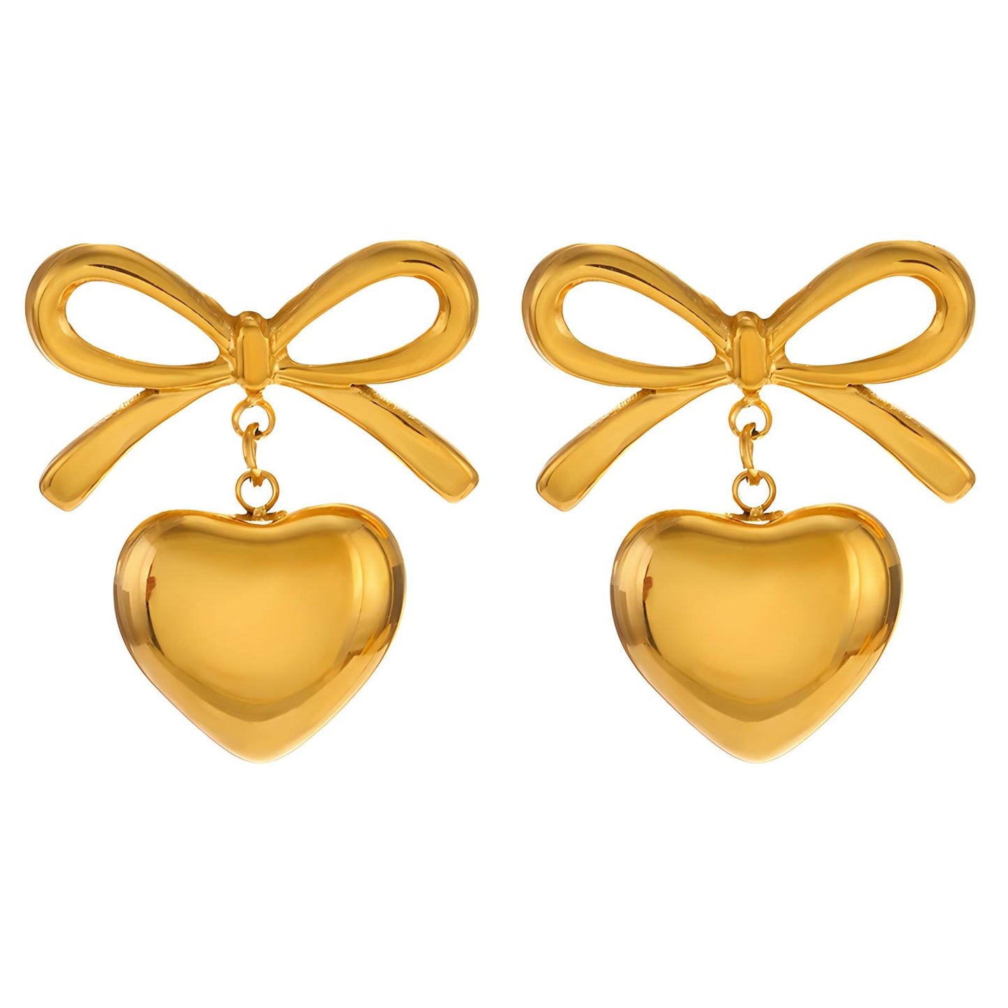 18K gold plated Stainless steel  Hearts earrings, Intensity