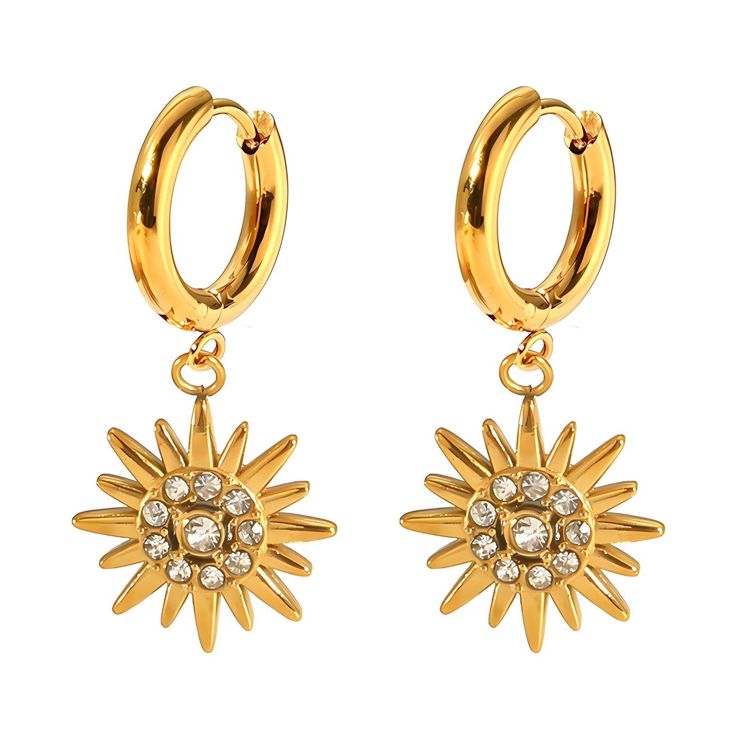 18K gold plated Stainless steel  Flowers earrings, Intensity