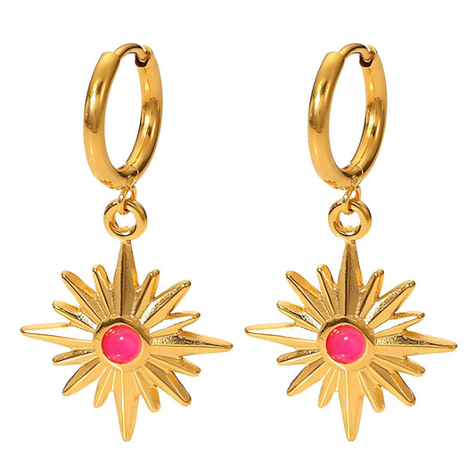 18K gold plated Stainless steel  Flowers earrings, Intensity