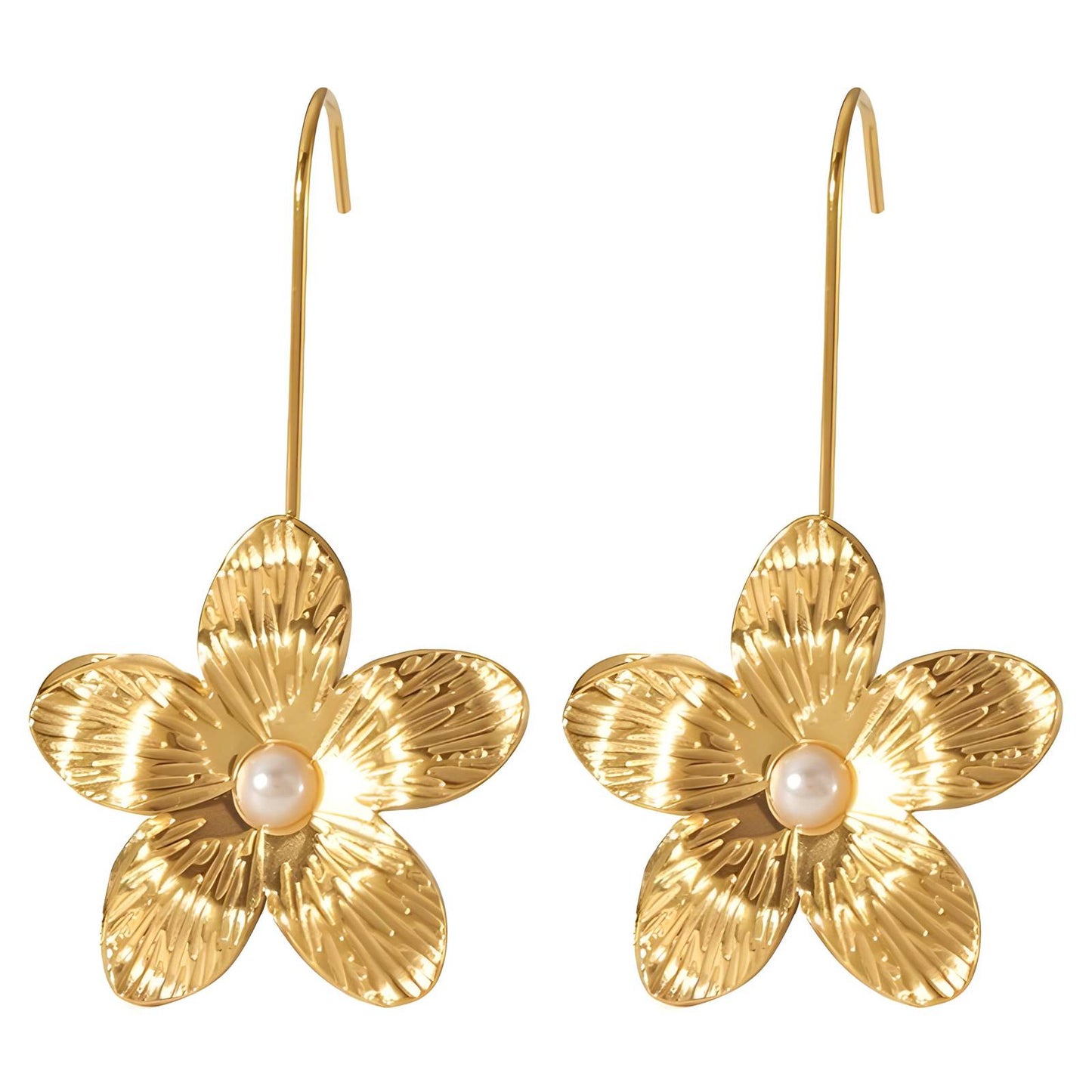 18K gold plated Stainless steel  Flowers earrings, Intensity