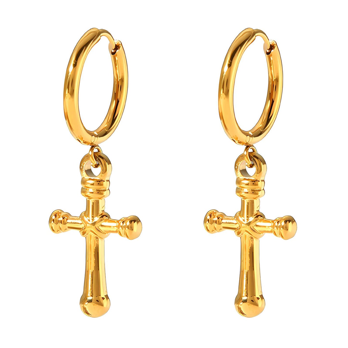 18K gold plated Stainless steel  Crosses earrings, Intensity