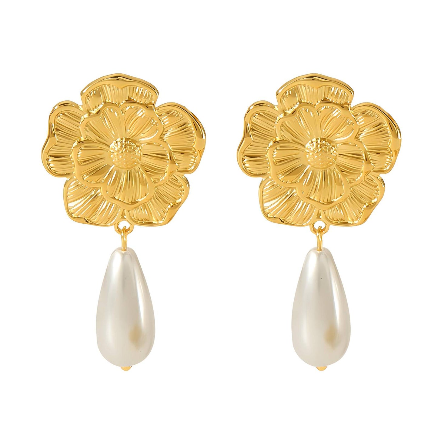 18K gold plated Stainless steel  Flowers earrings, Intensity