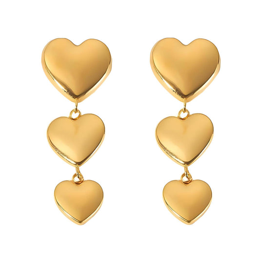 18K gold plated Stainless steel  Hearts earrings, Intensity