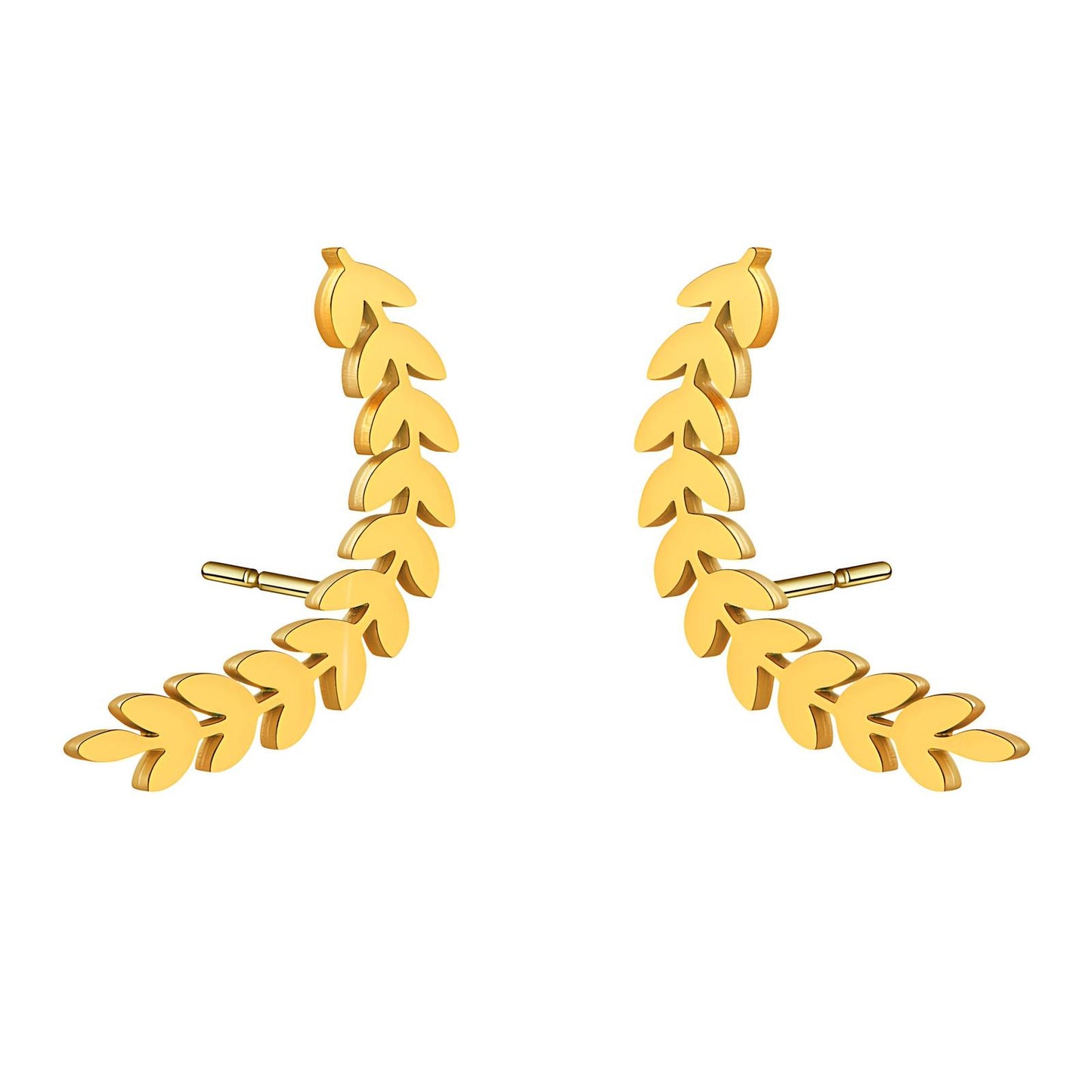 18K gold plated Stainless steel  Leafs earrings, Intensity