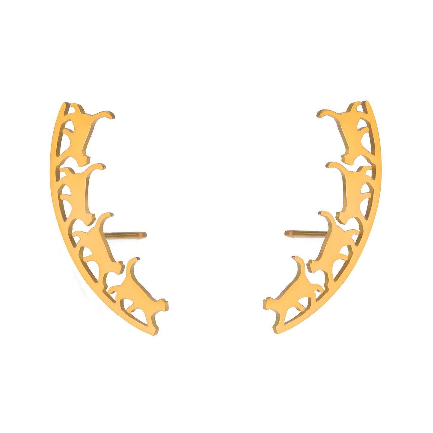 18K gold plated Stainless steel  Cats earrings, Intensity