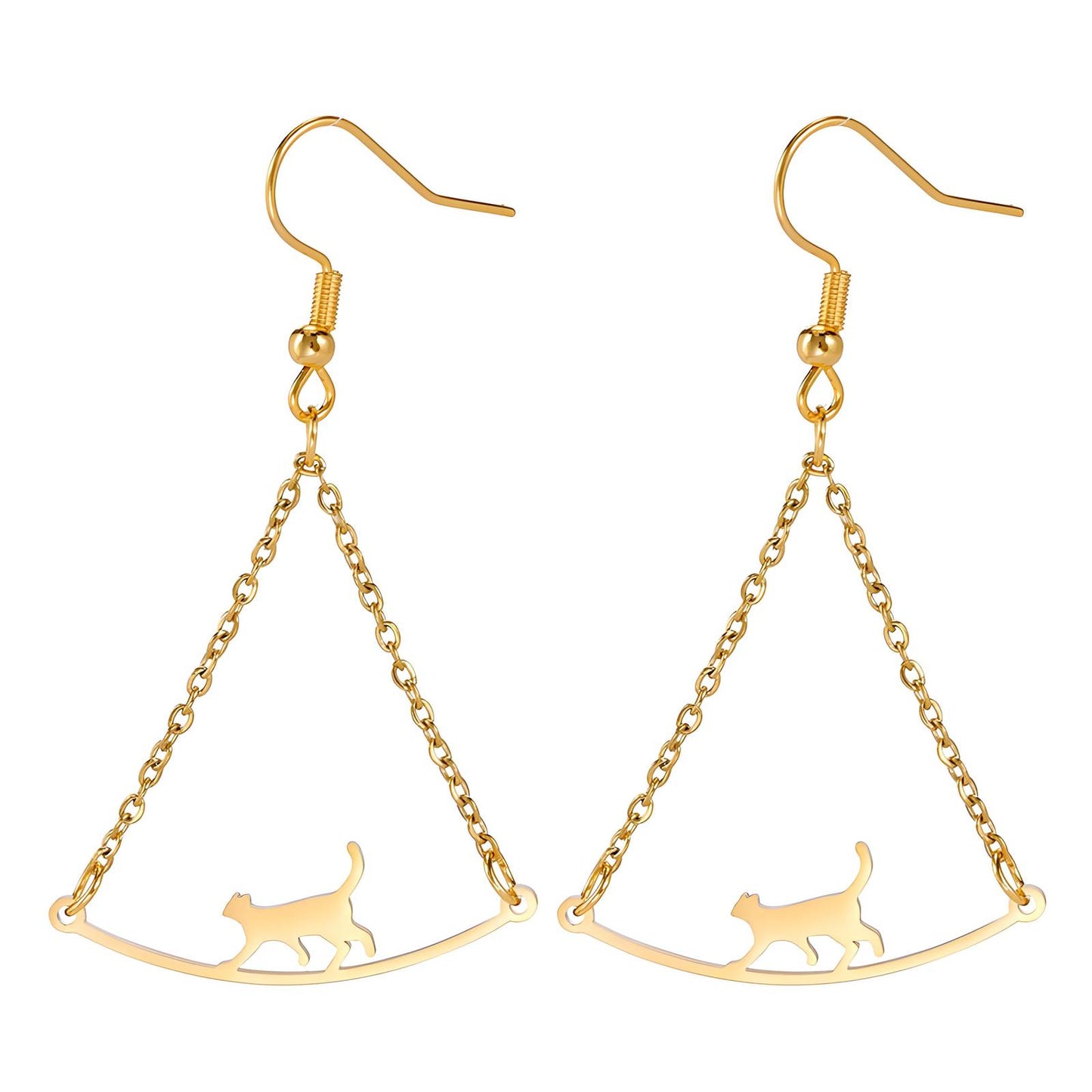 18K gold plated Stainless steel  cats earrings, Intensity