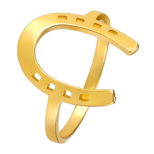 18K gold plated Stainless steel  Horseshoe finger ring, Intensity
