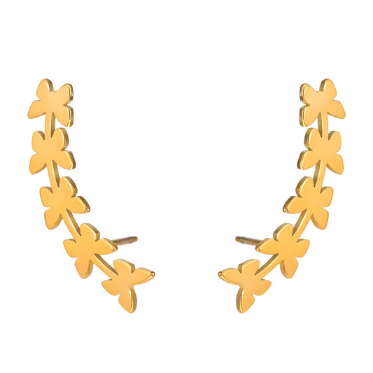 18K gold plated Stainless steel  Butterflies earrings, Intensity