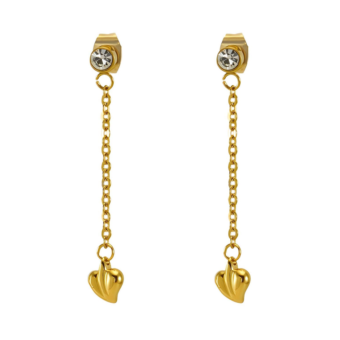 18K gold plated Stainless steel  Hearts earrings, Intensity