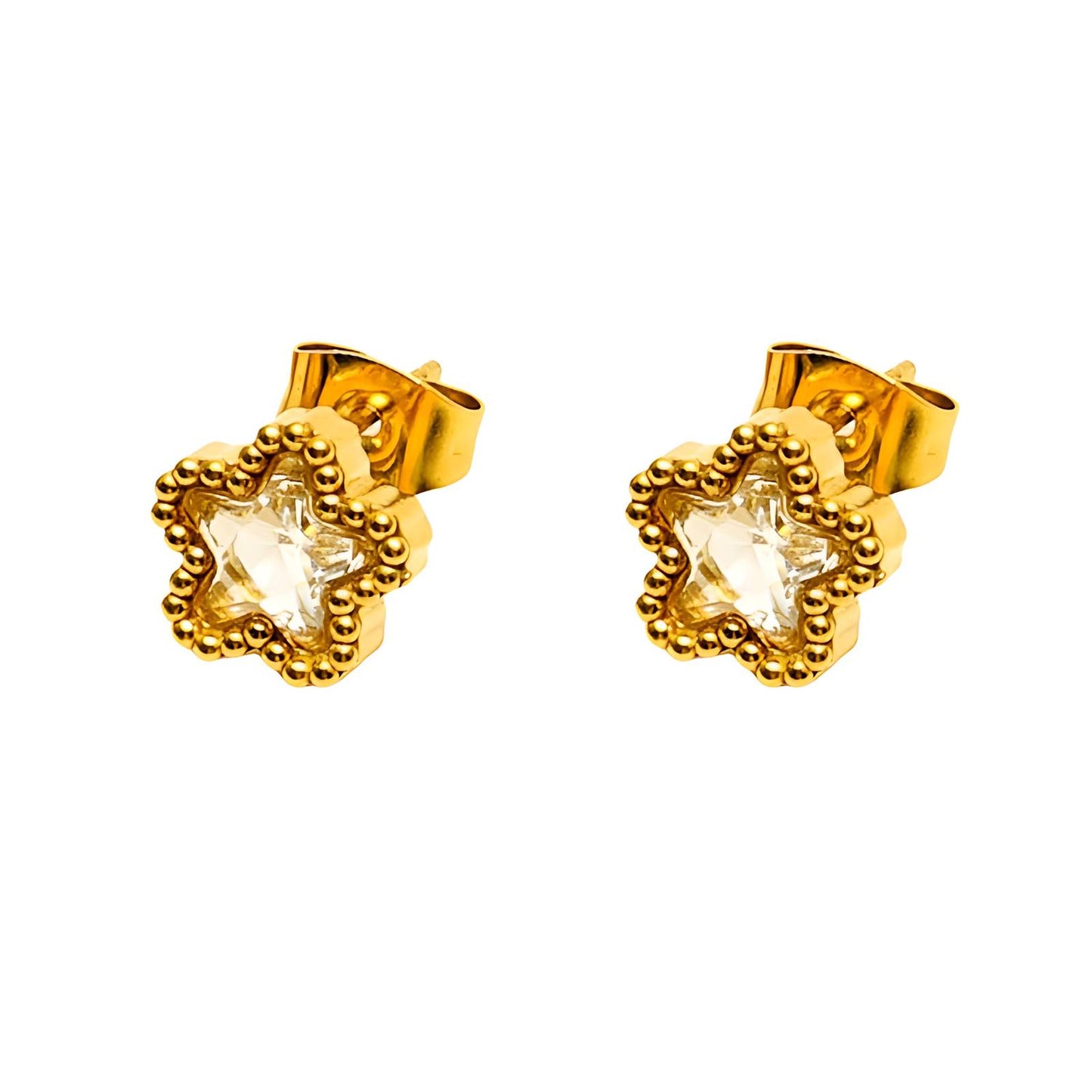 18K gold plated Stainless steel  Flowers earrings, Intensity