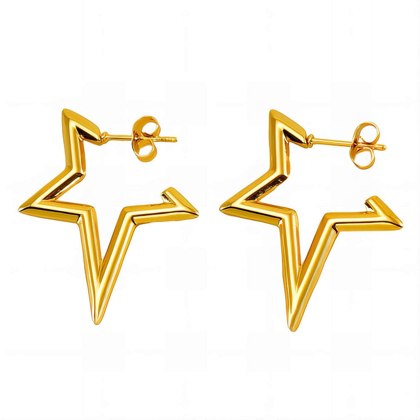 18K gold plated Stainless steel  Stars earrings, Intensity