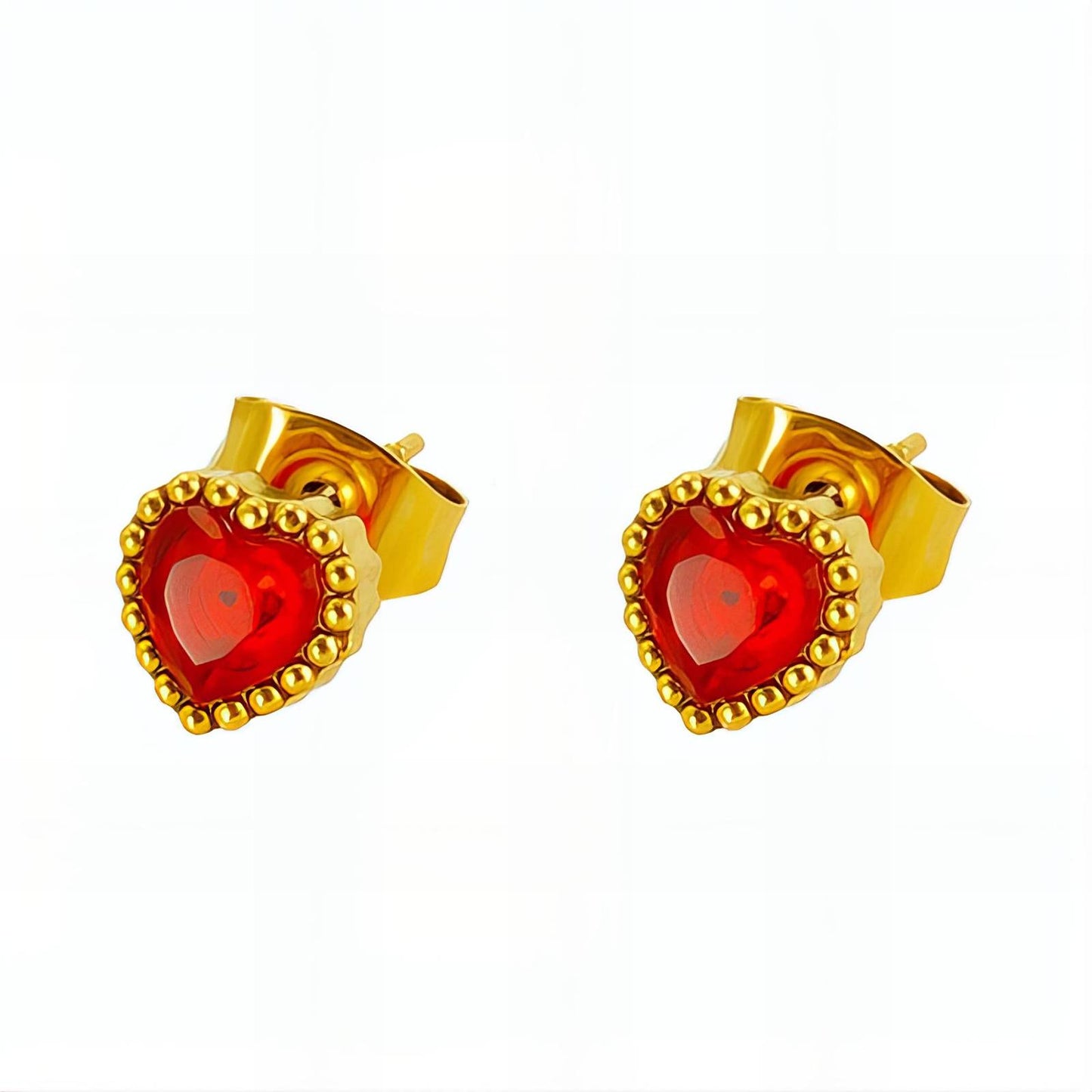 18K gold plated Stainless steel  Hearts earrings, Intensity