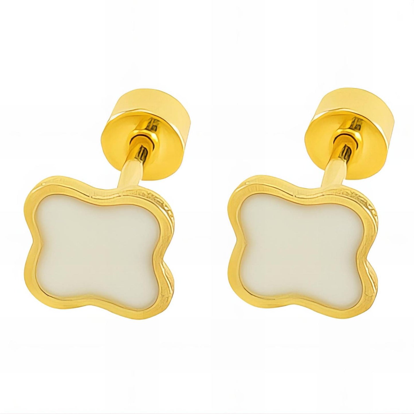 18K gold plated Stainless steel  Four-leaf clover earrings, Intensity