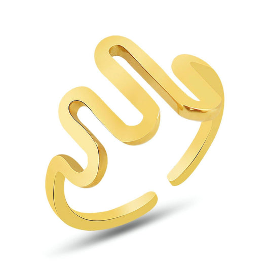 18K gold plated Stainless steel  Wave finger ring, Intensity