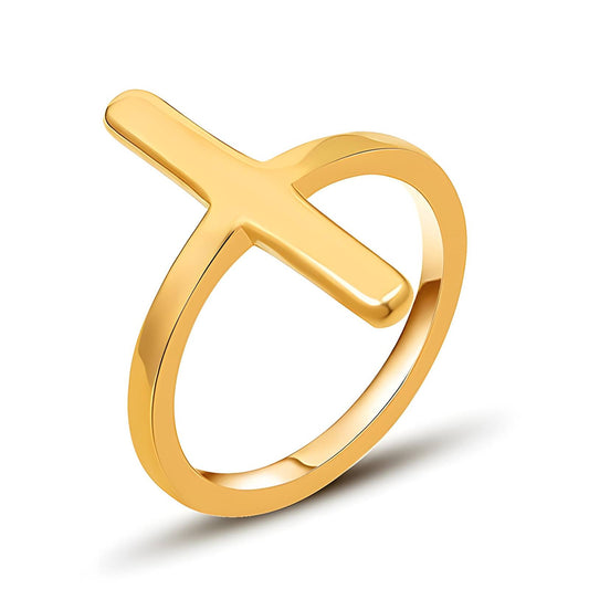 18K gold plated Stainless steel  Cross finger ring, Intensity