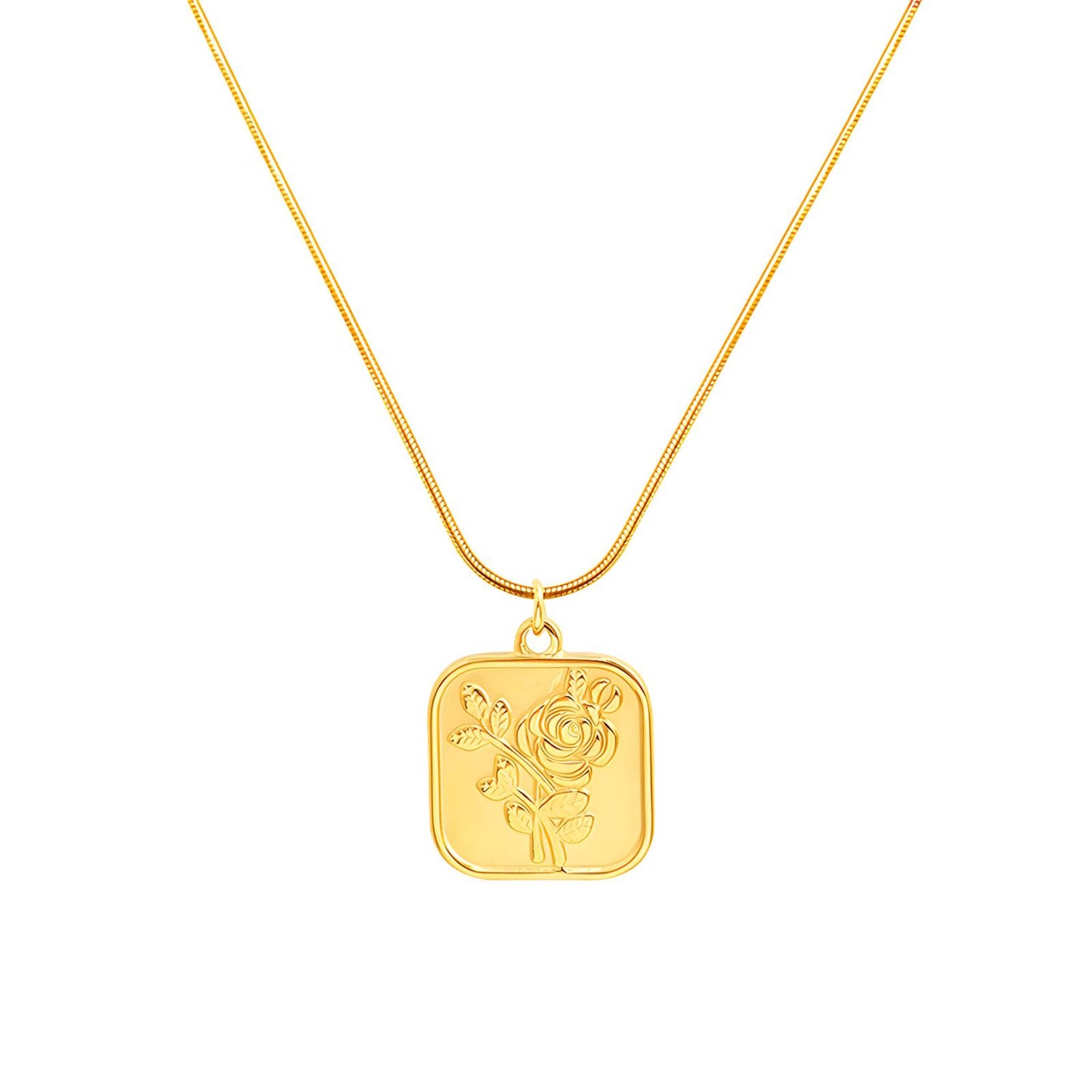 18K gold plated Stainless steel  Rose necklace, Intensity