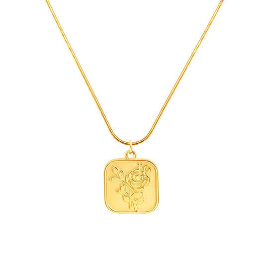 18K gold plated Stainless steel  Rose necklace, Intensity