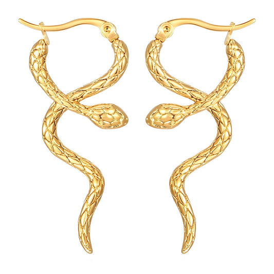 18K gold plated Stainless steel  Snakes earrings, Intensity